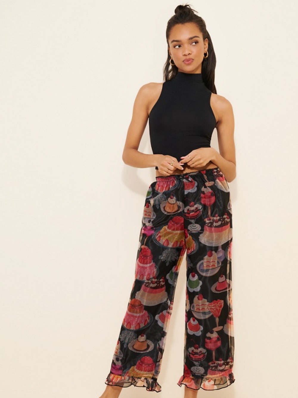 Lisa Says Gah Liora Dessert Ruffle Pants NWOT SIZE MEDIUM